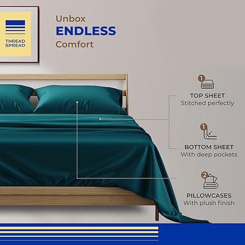 Miniatura 97 de THREAD SPREAD Sábanas 100% de algodón egipcio, tamaño individual, 800 hilos altos, 3 piezas, sábanas individuales extra largas para dormitorio