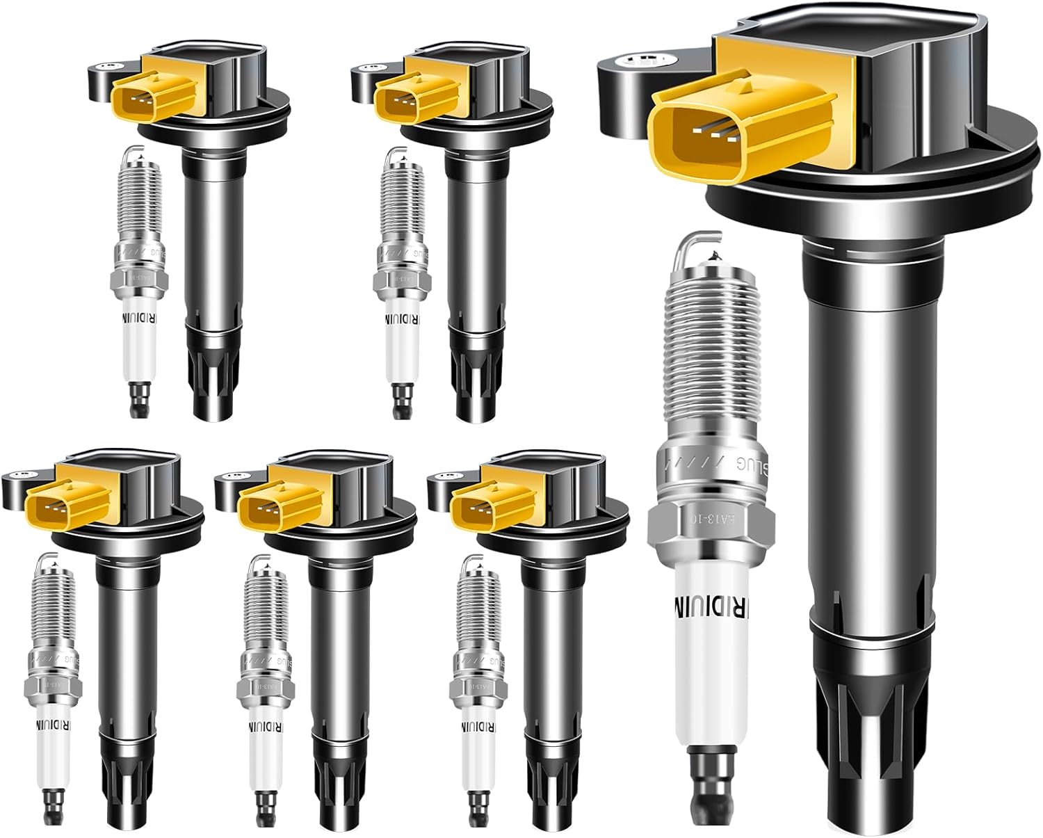 UF646 & SP534 Ignition Coil Pack and Iridium Spark Plugs Set of 6 Automotive Compatible with Ford F-150 Flex Explorer Taurus Transit-150 250 350/Lincoln MKS MKT Navigator V6 3.5L DG549 C1814