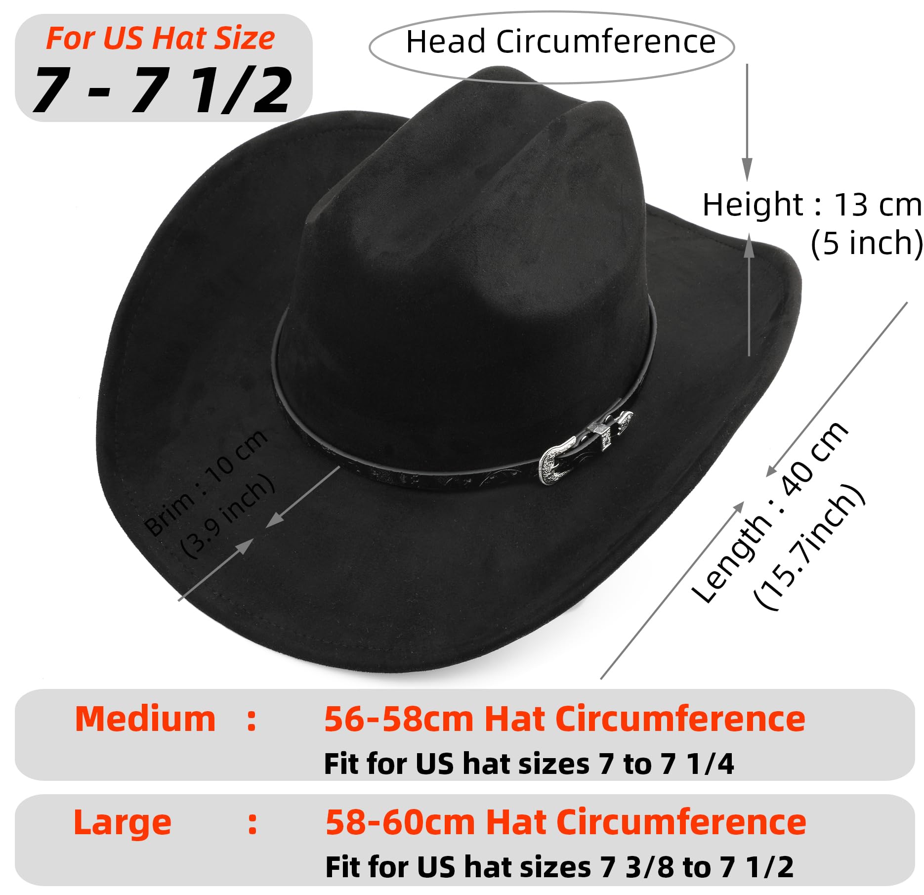 Sombrero de vaquero grande para mujeres y hombres, sombrero de vaquero de ala ancha para playa, ganadero, vaquero occidental