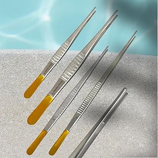 DEBAKEY Vascular Tissue Forceps 6 INCH to 12 INCH - Gold Tips Satin Finish - German Stainless CE - HIGH Grade (ArTLaB) (4, 8 INCH)