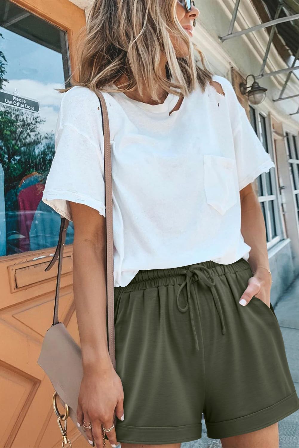 Angerella Women Casual Shorts Drawstring Comfy Elastic Waist Shorts Summer Pull On Short Pants with Pockets - Image 4