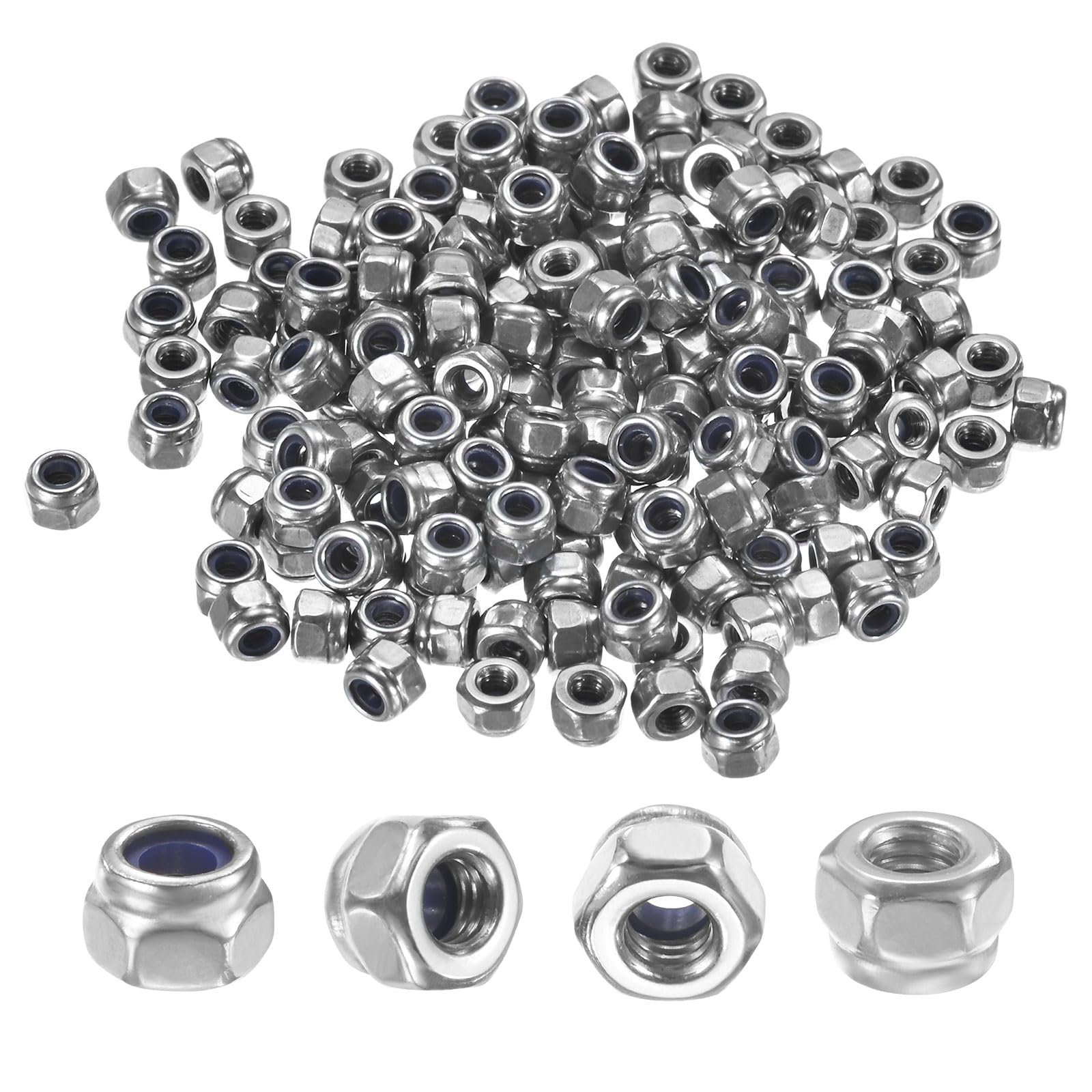 M METERXITY 100-Pack Nylon Insert Hex Lock Nuts