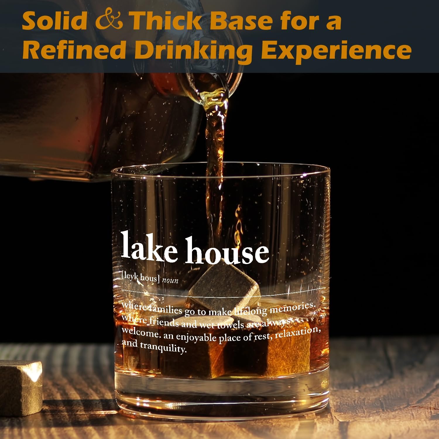 kunlisa Lake House Gifts Decor Whiskey Glasses, Lake Life Gifts for Women Men, 10 oz Drinking Rocks Glasses for Women Men Whisky Cocktail Scotch Bourbon Liquor - Image 4