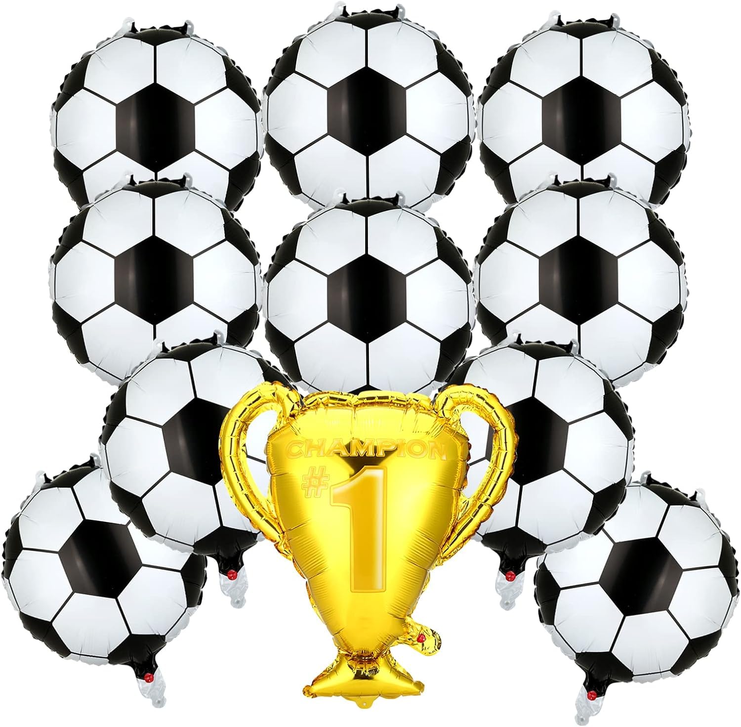Wicofen Soccer Party Decorations, 11 PCS Balloons With 20 Inch Foil Trophy Balloon for Themed Birthday Party Supplies