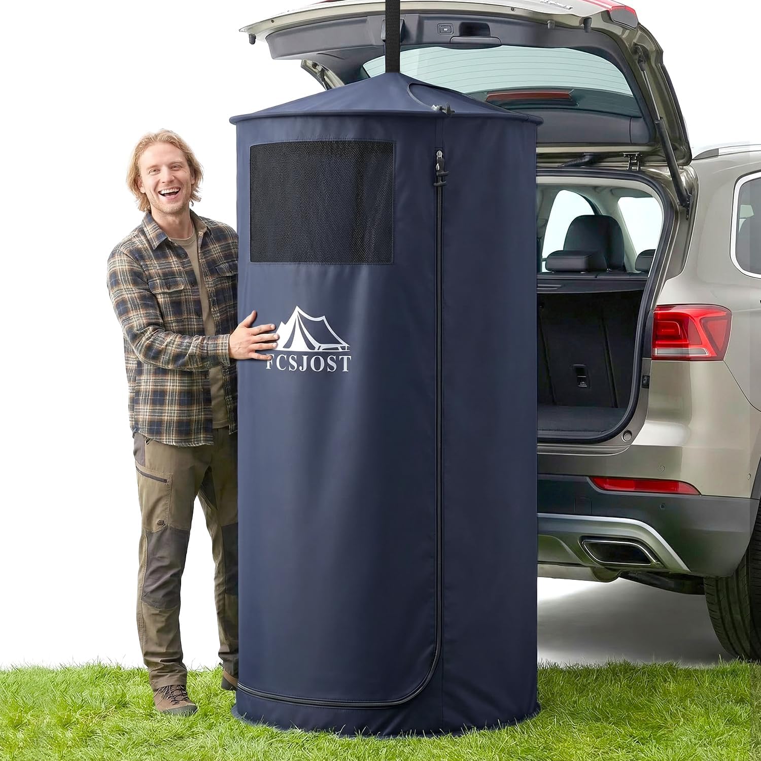Portable Changing Tent, Easy Set-up Shower Tent for SUV with Suction Cups and Buckles, Instant Privacy Dressing Room with Carry Bag for Camping, Shower, Beach and Toilet Stall