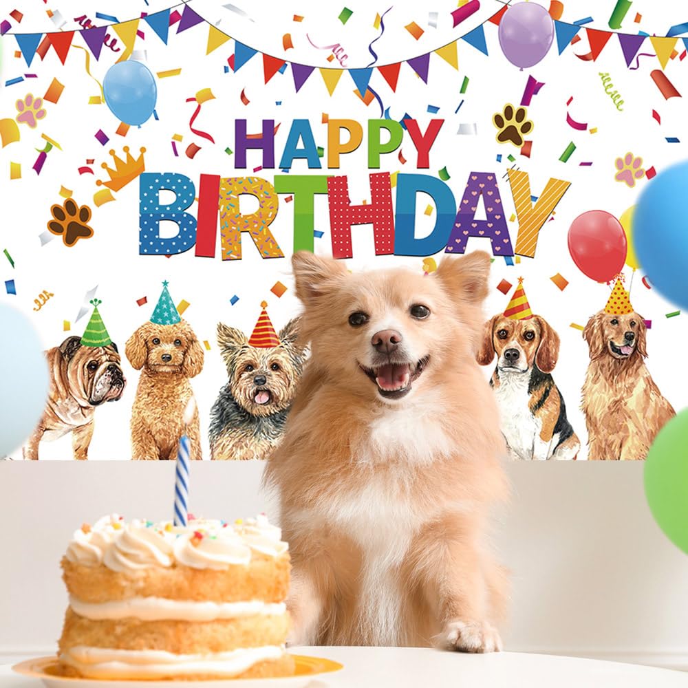 Amazon | Rarcoirs Happy Birthday 背景幕 犬 子犬 犬 誕生日 写真背景