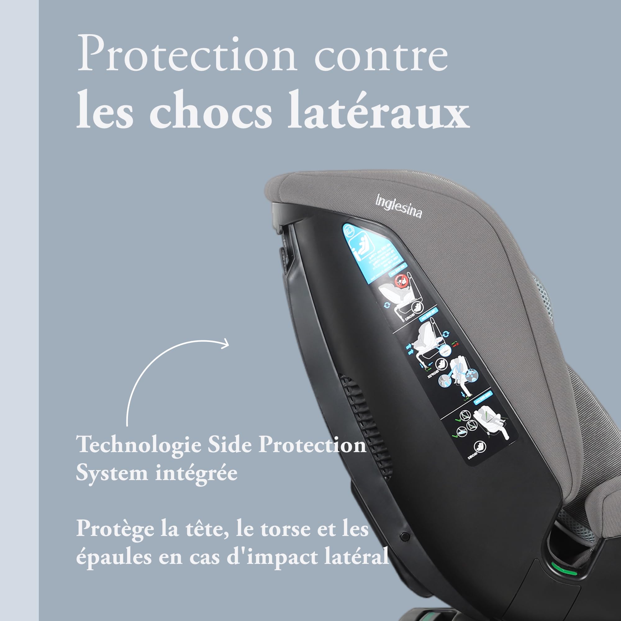 Inglesina Halley Pro, Noir, Siège Auto Pivotant 360° ISOFIX, de 0 à 12 Ans (40-150 cm), Inclinable et Respirant, Homologué ECE R129/03