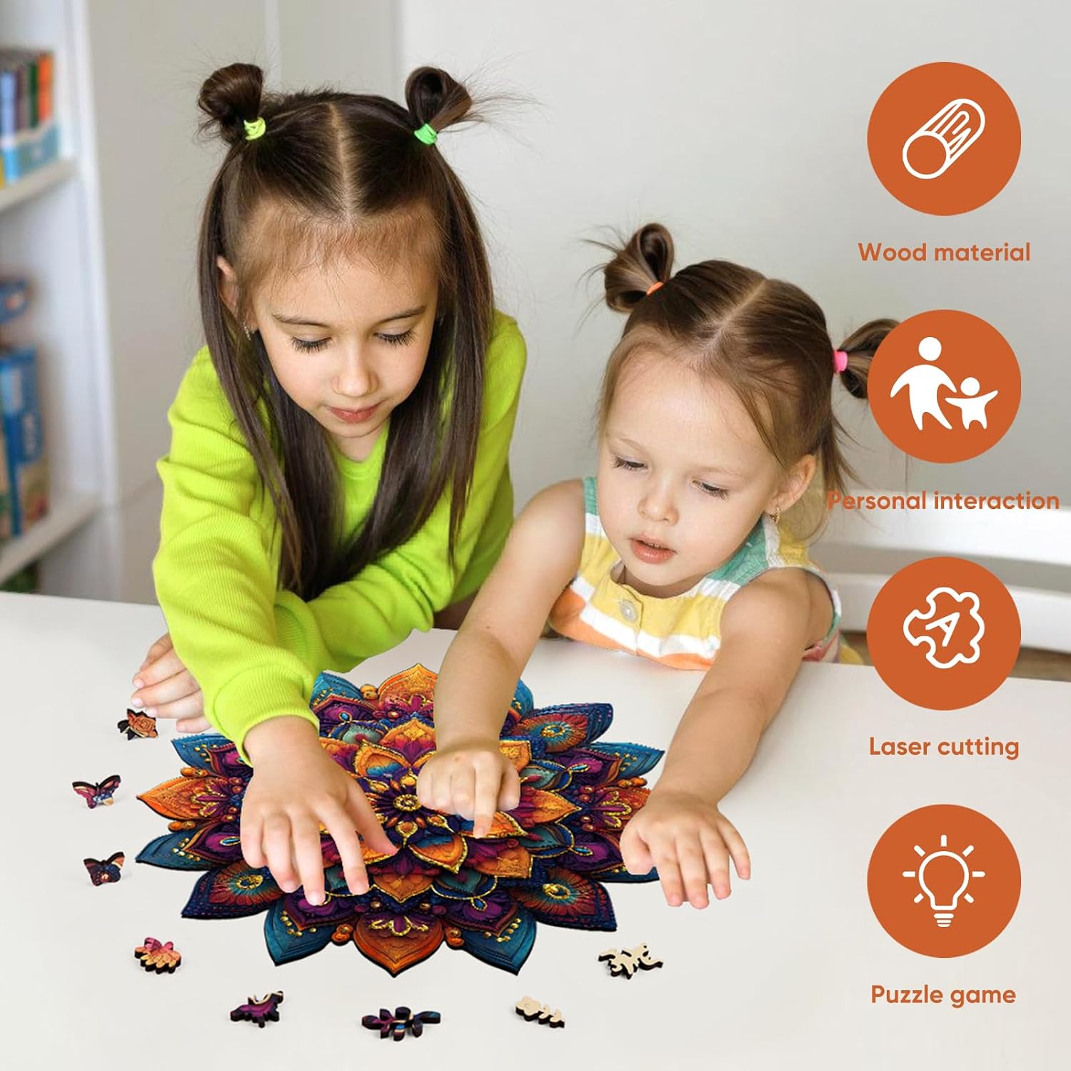 Mys Aurora Purple Mandala Puzzles for Adults 500 Pieces, Colorful Flower Jigsaw Puzzles, Unique Shaped Round Wooden Puzzles for Adults and Kids, Birthday Gift and Family Game, 16.4 x 16.4 Inches