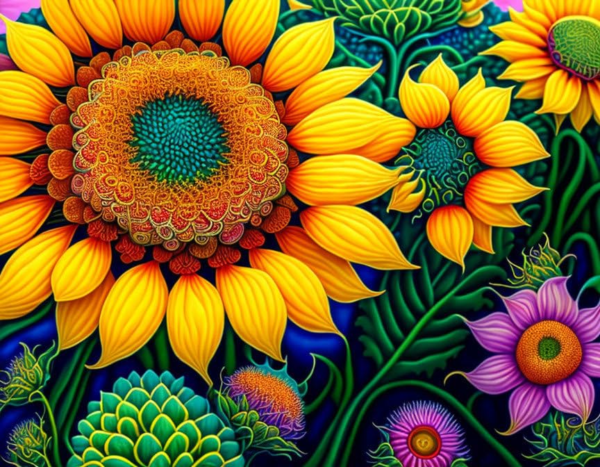 Affiche toile chou-fleur-tournesol SERENDIPITP 58x90cm sans cadre art mural salon