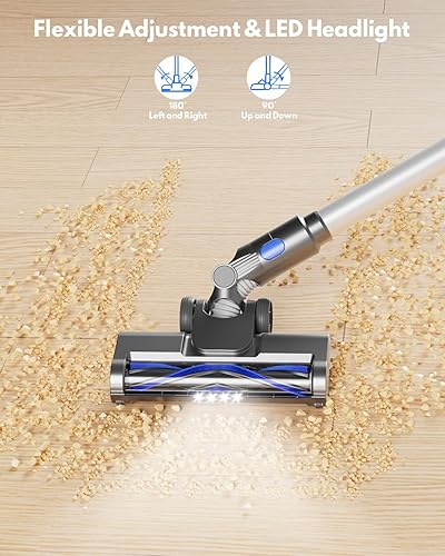 Miniatura 7 de Aspiradora inalámbrica, aspiradora de succión eléctrica con batería de 2200 mAh, 8 en 1, ligera, autosuficiente, 35 minutos de tiempo de ejecución