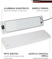 Vista 8 de Barra de luz interior LED de 12 V, 2376 Lm, tira de luz LED de techo de 12 V CC, iluminación interior con interruptor de encendido/apagado para RV