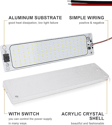Miniatura 8 de Barra de luz interior LED de 12 V, 2376 lúmenes, CC de 12 V, tira de luces LED de techo, accesorio de iluminación interior con interruptor de