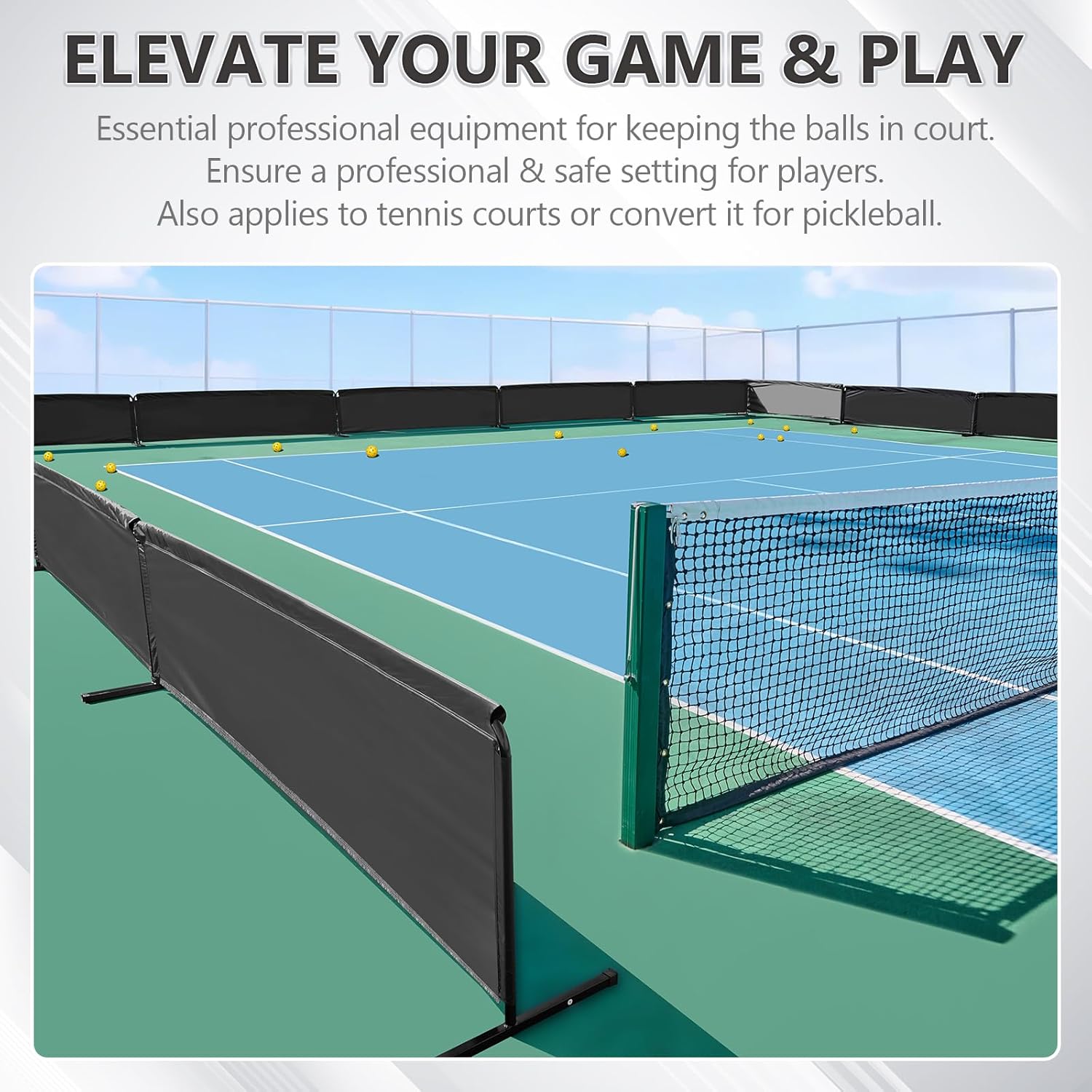 Katop Pickleball Barrier 3-Pack, Extra Large 10ft x 2.5ft, Outdoor & Indoor Stray Ball Blocker for Player Safety and Court Boundaries, Made from Premium Oxford Cloth