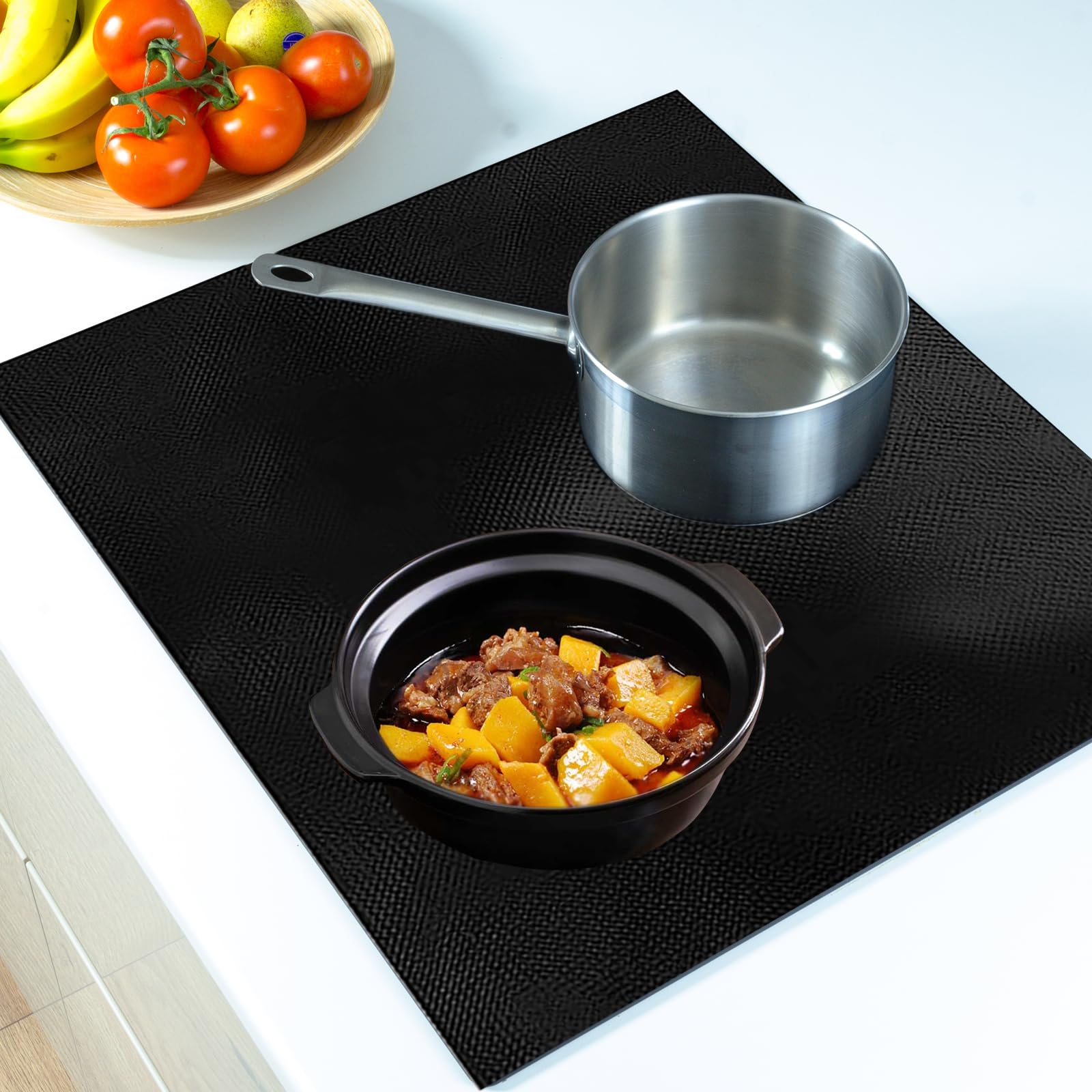 Große Induktion Schutzmatte Herdabdeckung Induktionsfeld Silikon Schutzmatte für Induktionskochfeld Abdeckung Induktionskochfeld Silikon Induktionsschutzmatte Herdschutz Matte (61x53cm)