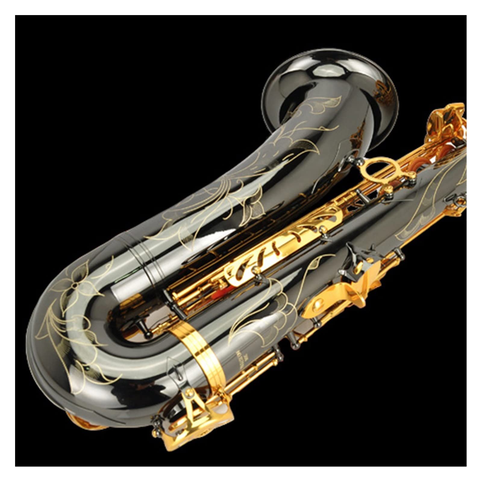 TSTS Strumento A Fiato in SIB Tenore Sassofono Nichel Nero Oro Kit Sassofono