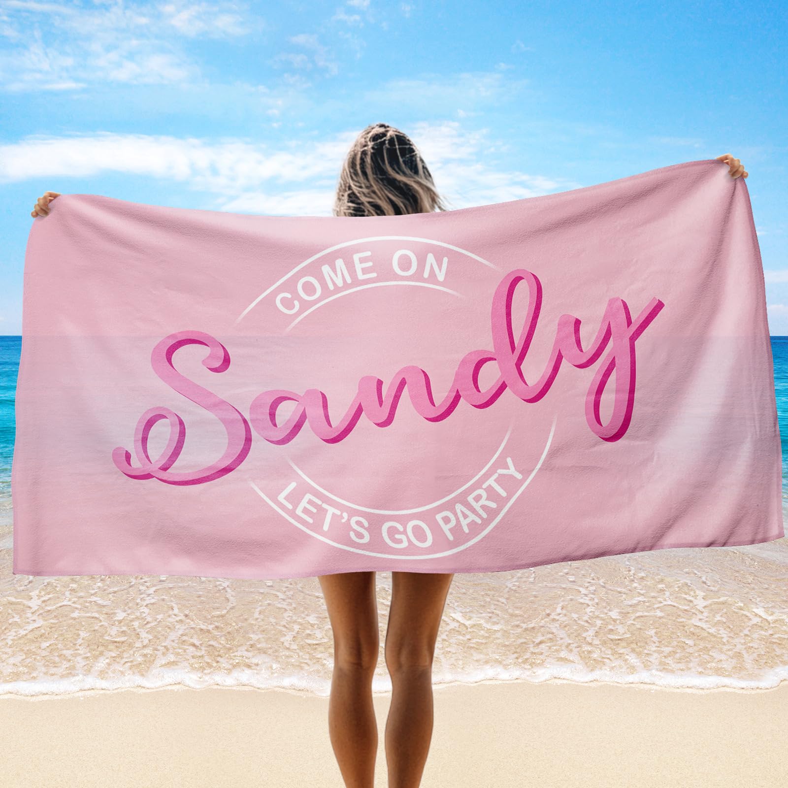 Snewvie Personalised Beach Towel,Microfibre Beach Towels for Adults Kids,Customised Swimming Towel with Name,Travel Towels Quick Dry Large Beach Towel for Women Men Beach Accessories(Solid)