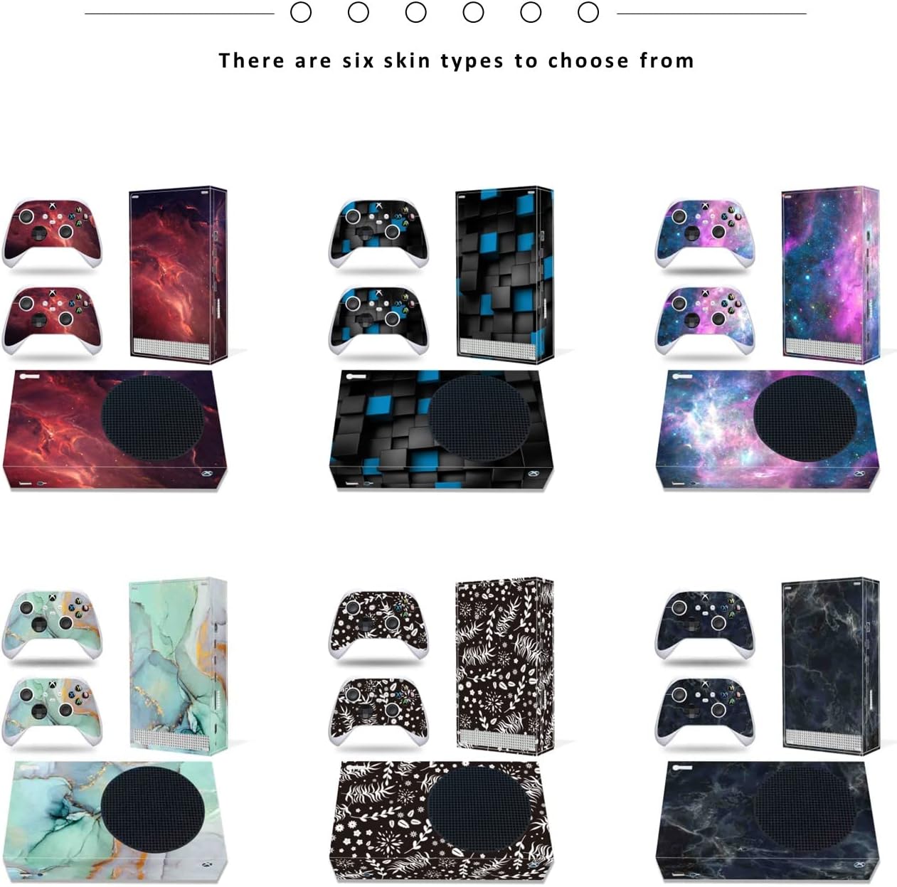 Skin Sticker for Xbox Series S Console Controllers, Protective Skin Wrap Vinyl Decal for Microsoft Xbox Series S, Protector Wrap Cover Protective Faceplate Full Set for X-Box Series S（Black Square）