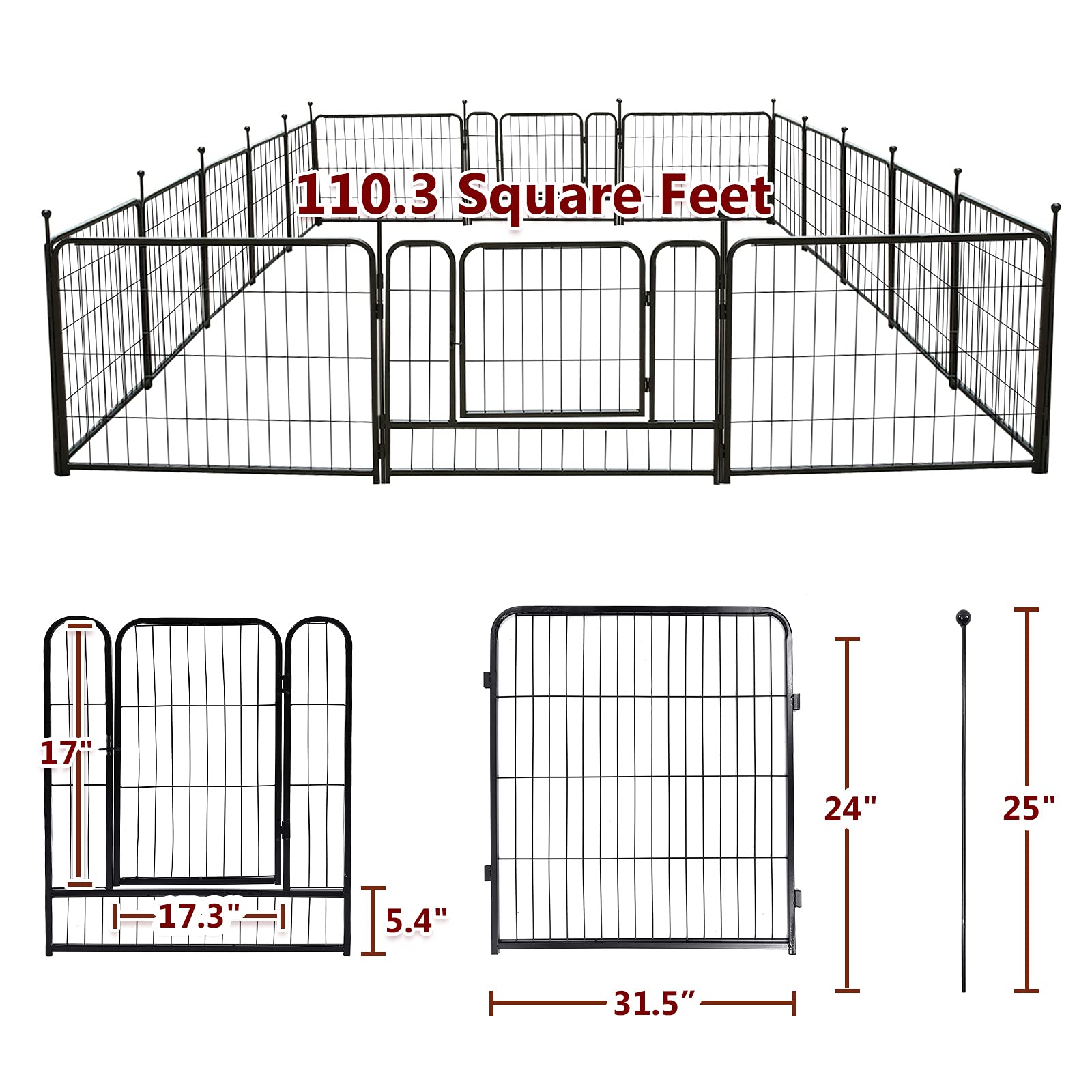 TOOCAPRO Dog Pen 16 Panels 24Inch High RV Dog Playpen Outdoor/Indoor