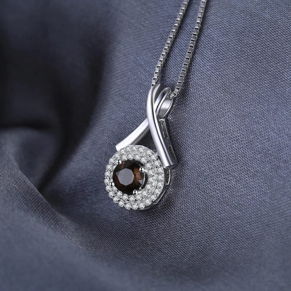 Collana Pendente in Argento Sterling in Argento Argento fumé Naturale Rotonda 925 per Le Donne Girocollo di Pietre preziose Senza Catena