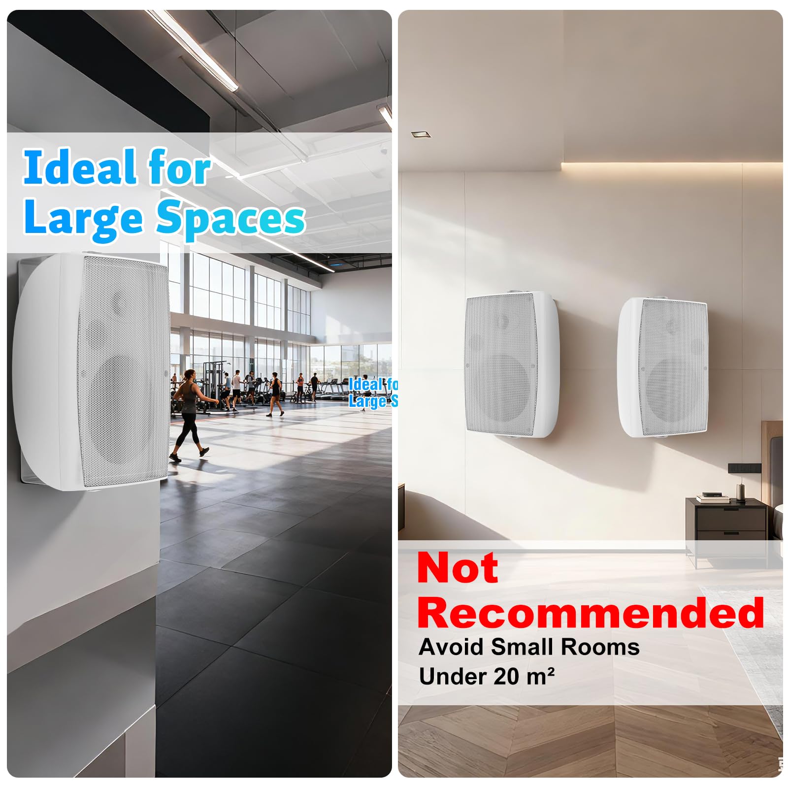 STUDIOFINIX Altoparlanti passivi esterni da 8 pollici, 600 W, grado di impermeabilità IP44, connessione cablata, accoppiamento stereo TWS, altoparlanti montabili a parete per tutte le stagioni per