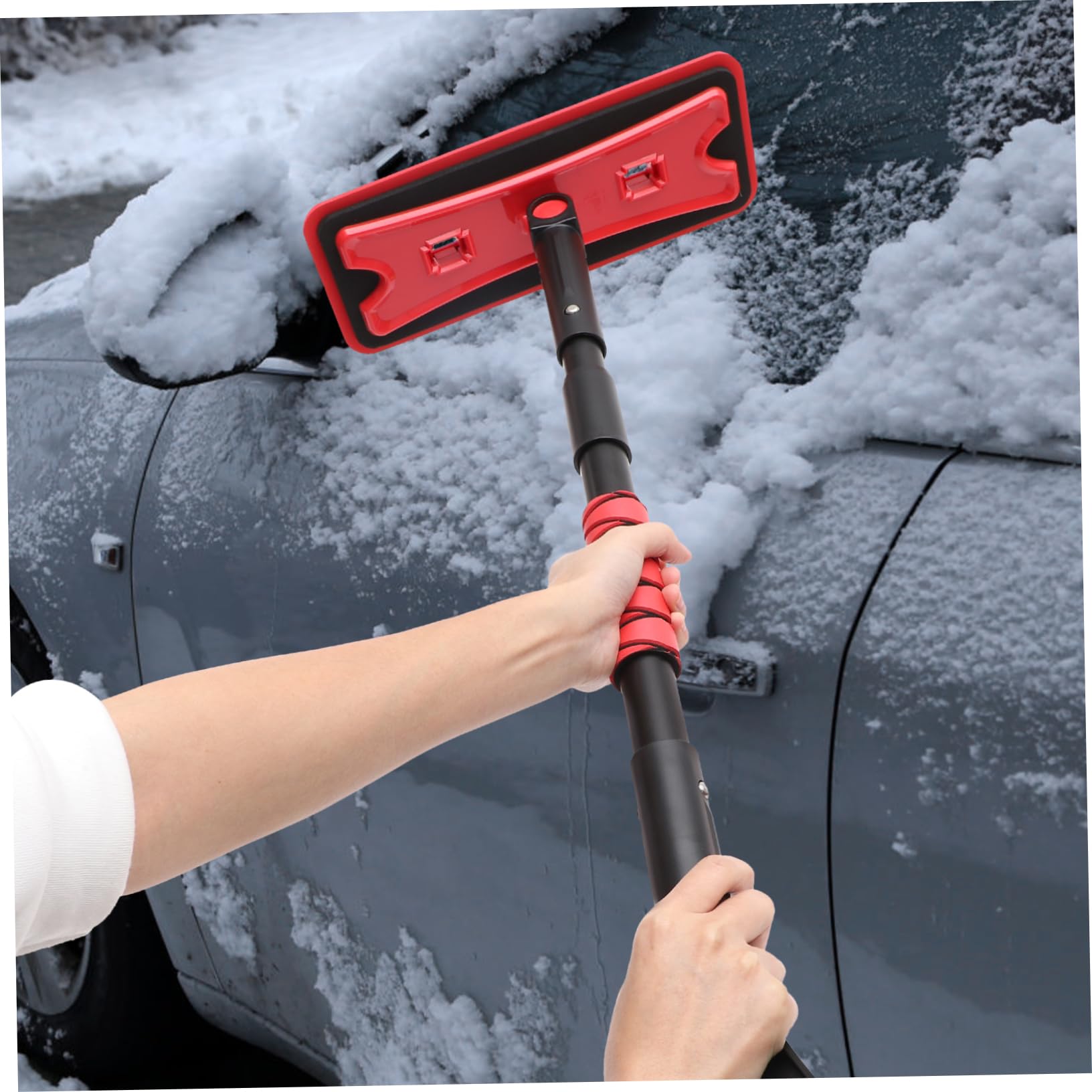 BESPORTBLE 1ensemble Grattoir à Neige Détachable pour Voiture Outil De Nettoyage Hiver avec Éponge Brosse à Neige Rétractable Et Pratique sans Rayer La Peinture