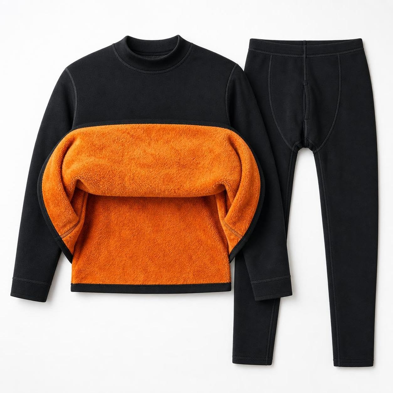 Baoblaze Set Termico Uomo in Poliestere con Strato Interno Morbido per Calore Efficace con Design Girocollo Alto per Uomo Maturo