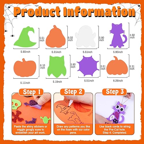 Max Fun 332PCS Halloween Crafts for Kids, Halloween Activities Foam Pumpkins for Crafts Stickers Gift Kits, DIY Art and Craft Set for Holiday Classroom Decorations Party Favors Supplies