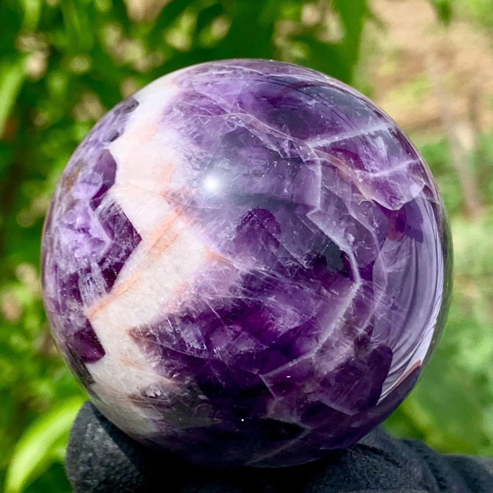 DPURPIWADY Dream Amethyst Quartz Crystal Sphere Ball Ornaments (Size : 95-100mm)