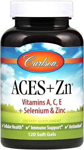 Carlson - ACES + Zn, vitaminas A, C, E + selenio y zinc, salud celular y apoyo inmunológico, antioxidante, 120 cápsulas blandas