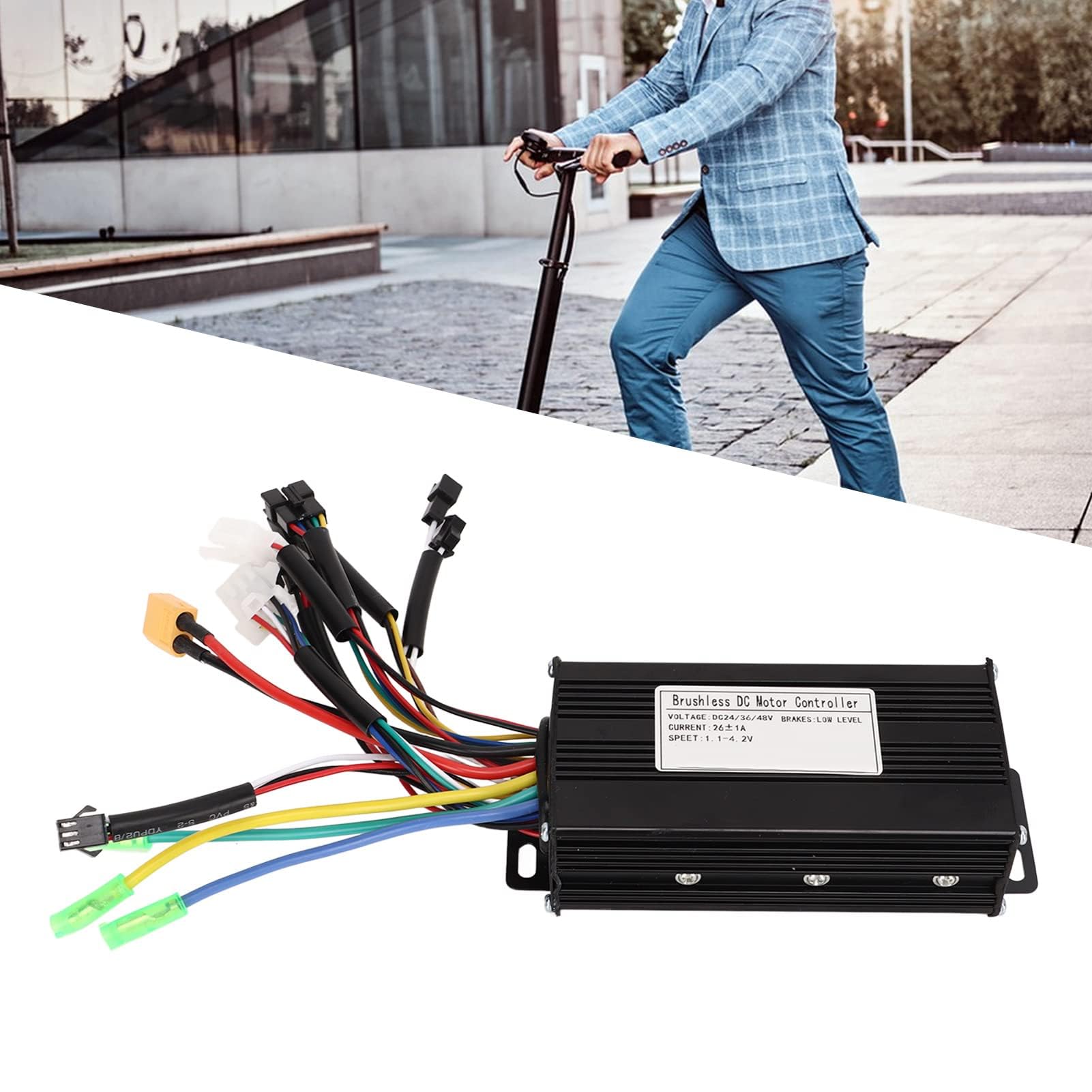 Controller per bici elettrica, 24 V, 36 V, 48 V, per scooter brushless, dissipazione del calore, 3 modalità, onda sinusoidale, 26 A, accessori modificati per bici elettrica, scooter