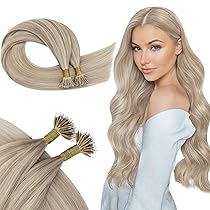 Ugeat Extension Capelli Veri Nanoring Umani 55 cm 50grammi Biondo Platino Extension Nano Ring Capelli Veri Meches Biondi Cenere Invisibili Reali Umani Naturale 50 ciocche