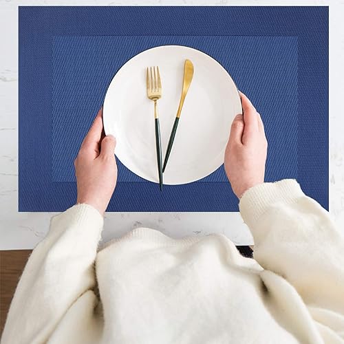 Miniatura 70 de PIGCHCY Juego de 6 manteles individuales beige de vinilo PVC duraderos para mesa de comedor, manteles individuales resistentes al calor, Beige -