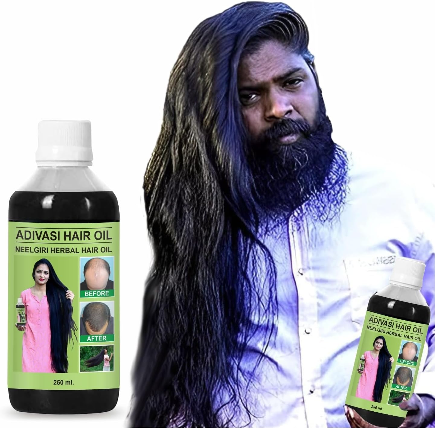 Original Adiwasi Hair Growth Oil 3 IN 1 Original Hair Adiwasi Hair Growth Oil | Adiwasi Herbal Kesh tel with Natural essential & Biotin for Control Hairfall anti dandruff (250-ML, PACK OF 1)