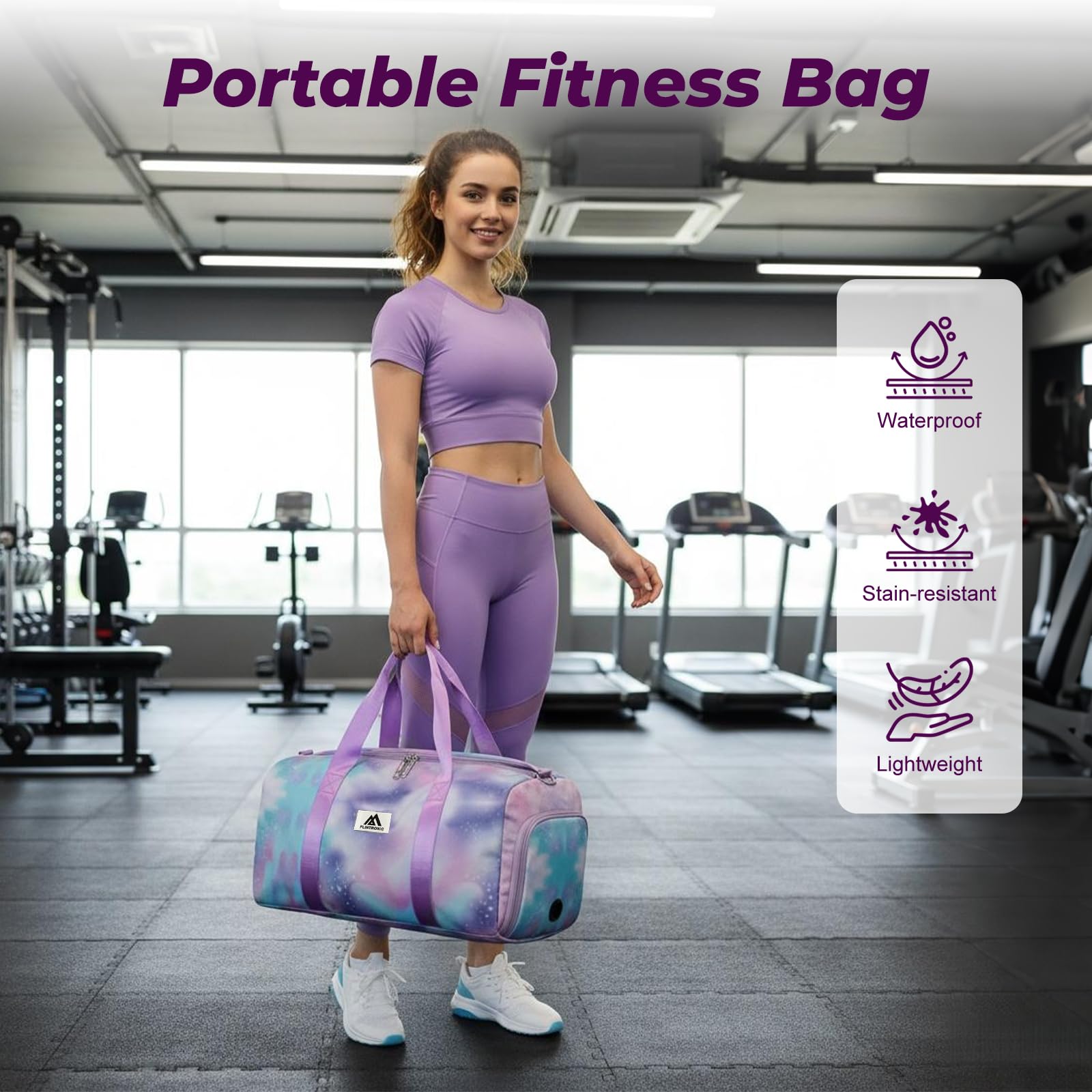 flintronic Borsone Palestra, Impermeabile Borsa da Viaggio Bambina, Borsa Sportiva con Scomparto Scarpe e Strato Umido, Borsone da Viaggio Duffel per Bambini