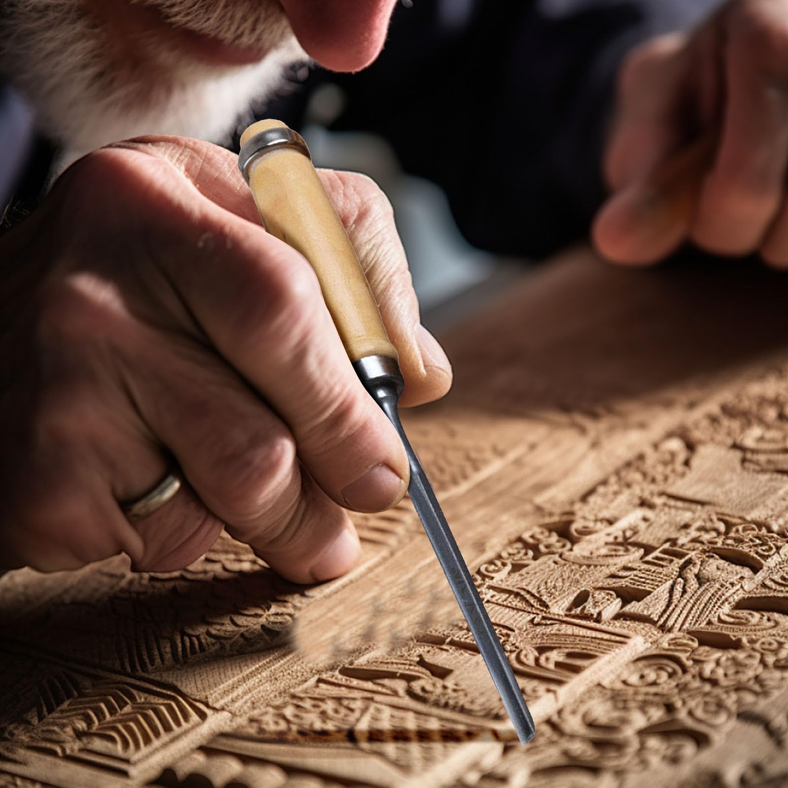 Wood Carving Tools, 4 Piece Portable Wood Chisel, Professional Wood Chisel Sets Woodworking Tools Set, Ergonomic Hand Tools For Carpenters & Beginners (1 set)