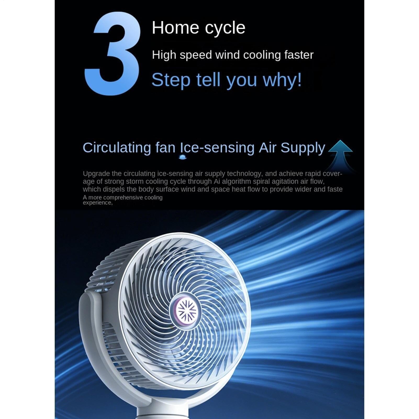 Ventilador de pie recargable con 5 velocidades, temporizador y oscilación automática. Altura ajustable, mando a distancia y puerto USB-C para uso en hogar, oficina o viajes