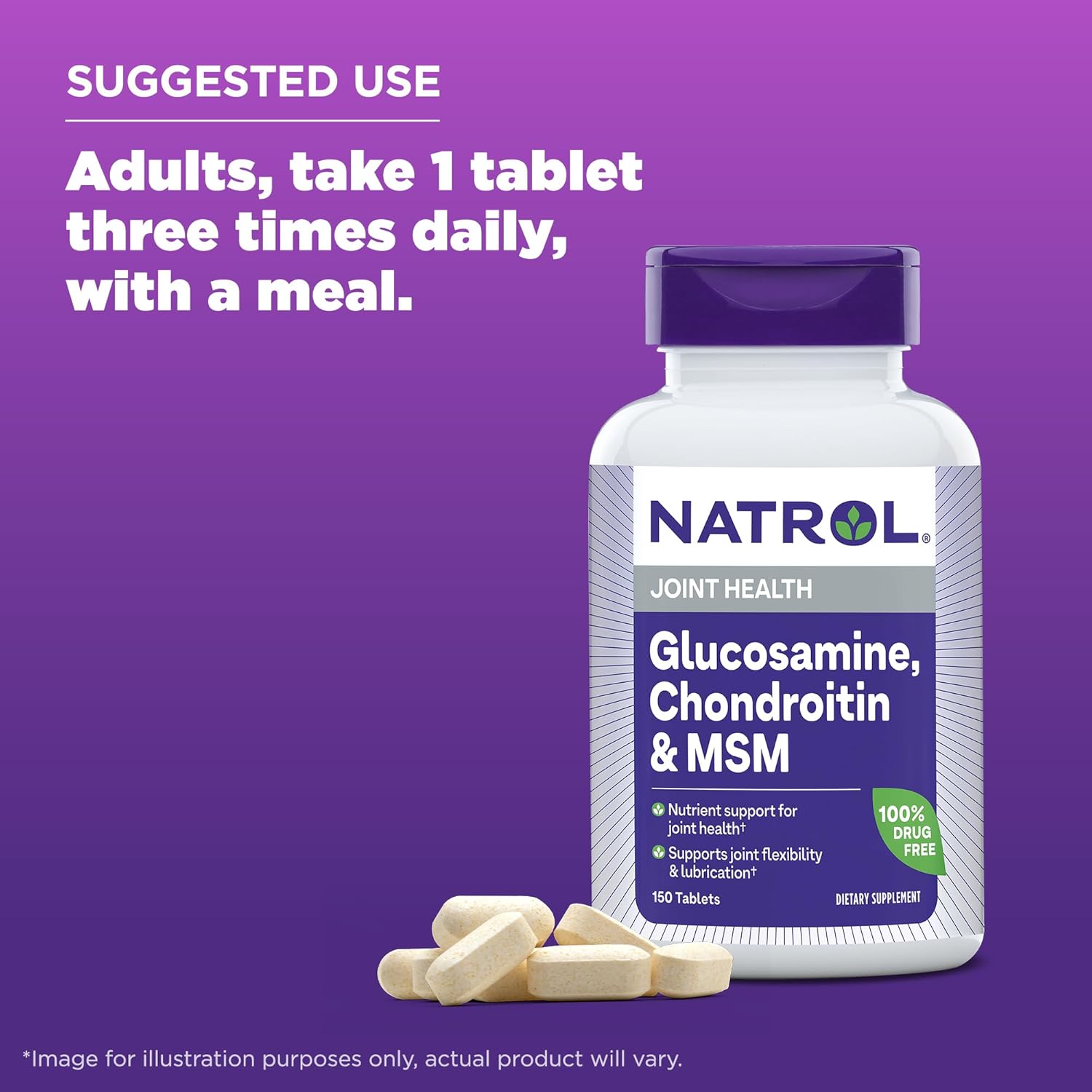 Natrol Glucosamine Chondroitin and MSM Tablets, 150-Count (Pack of 12