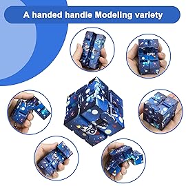 Infinitycube Fidget Toy Stress Relieving Fidgeting Game for Kids and Adults,Cute Pocket-Sized Unique Gadget for Anxiety Relief and Kill Time (4, Galaxy & Astronauts)