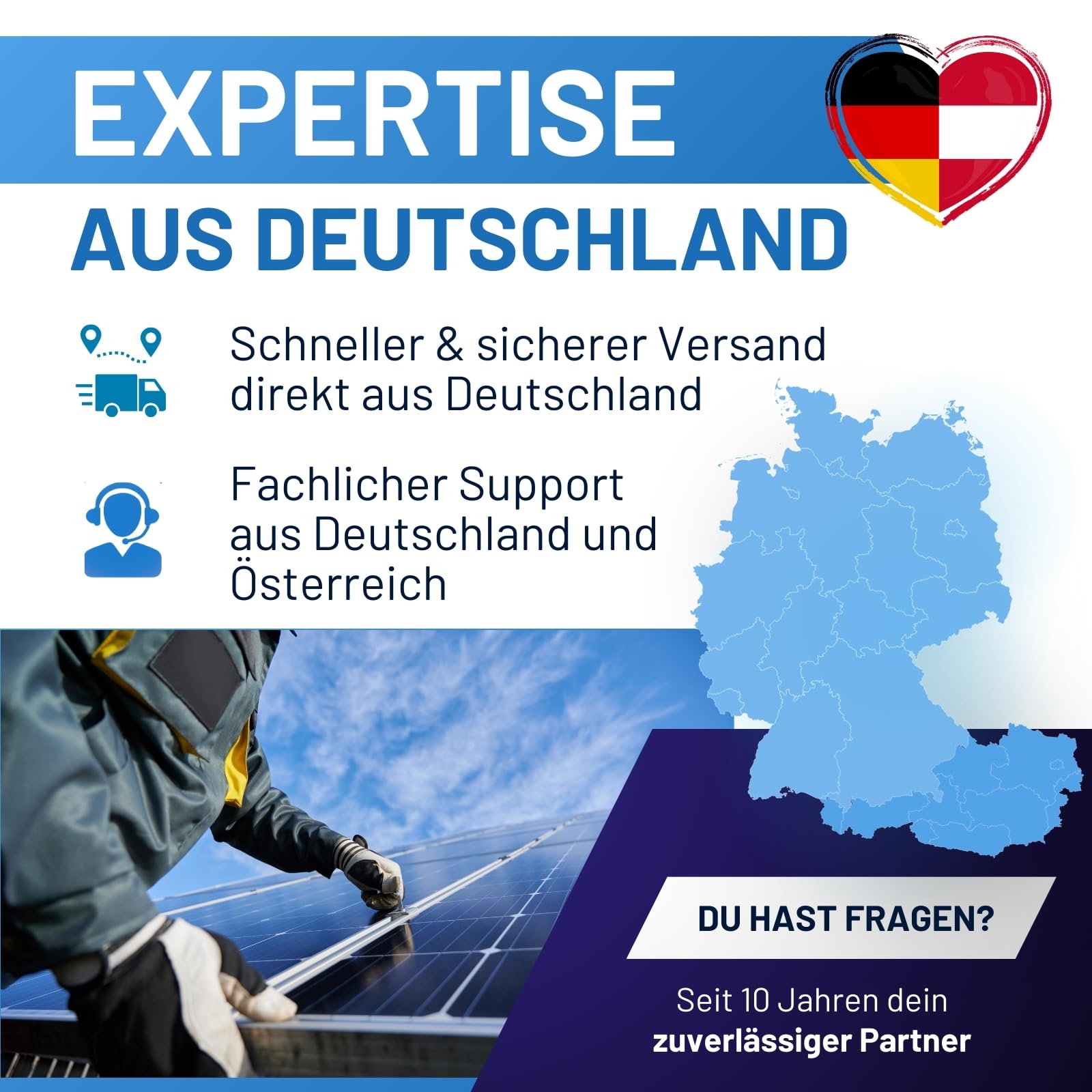 Balkonkraftwerk Komplettset I 890Wp Solarmodul, Hoymiles HMS-800W-2T Wechselrichter, flache 0° Balkonmontage & 10m Kabel I Bifaziale Solaranlage für 20% mehr Stromgewinnung von Zuhause