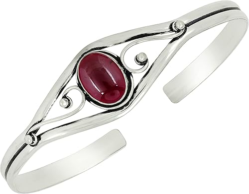 Natural Gemstone Cuff Bangle Bracelets for Women Handmade Statement Birthstone Jewelry Adjustable Size for Perfect Fit Gift for Birthdays,
