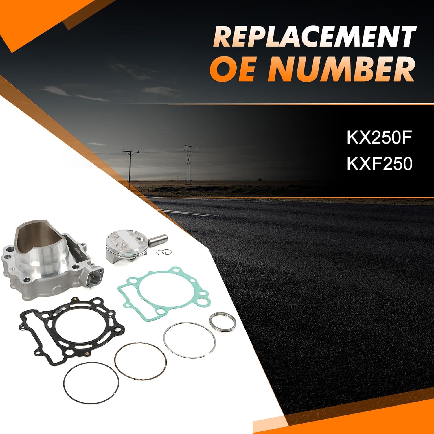 Cylinder Piston Rings Gaskets Kit for Kawasaki 2009-2016 STD 77mm Standard Bore Cylinder OE#KX250F KXF250