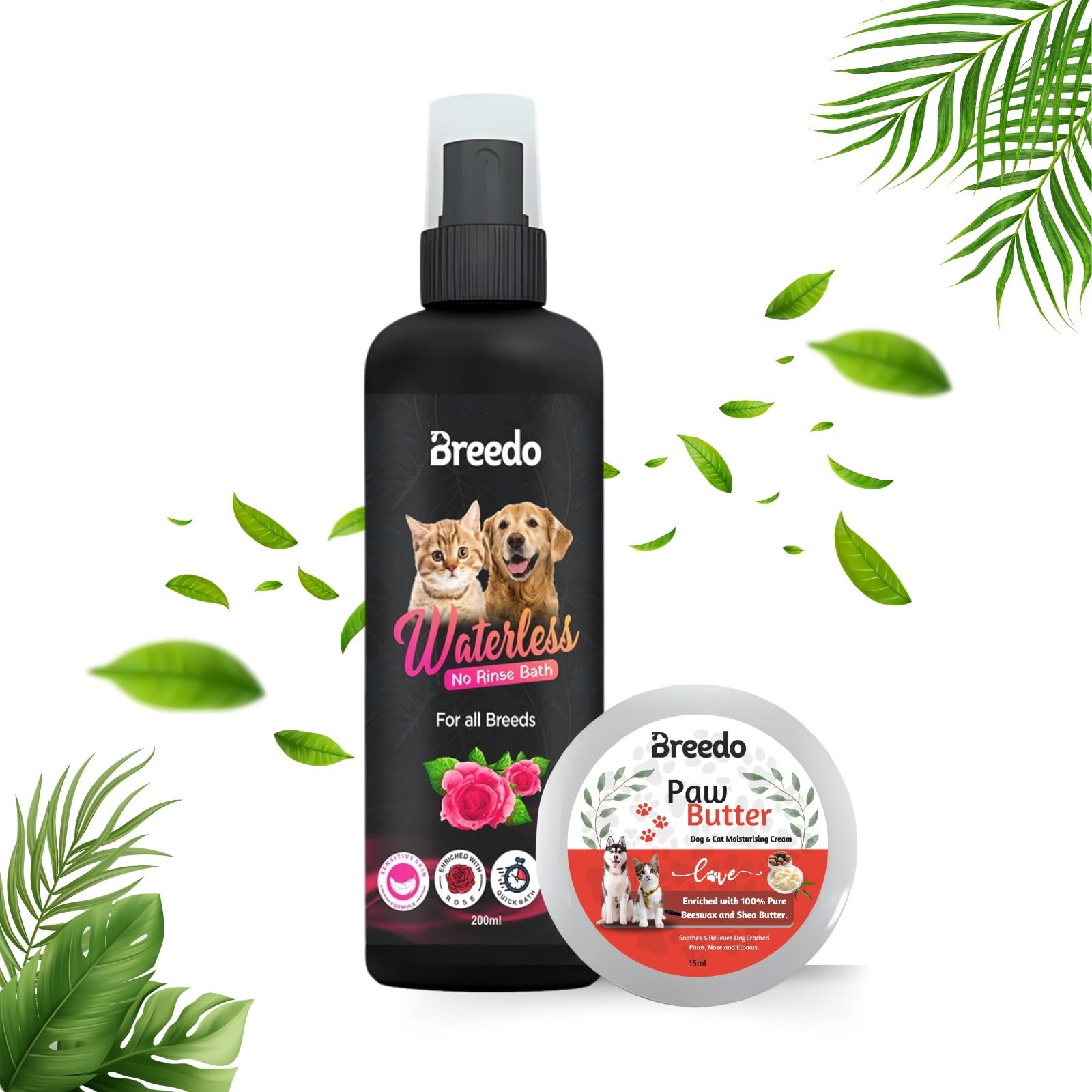 Breedo Dog Dry Bath Rose Waterless Shampoo (200 Milliliter)+Paw Butter Moisturizing & Soft Cream(15Ml)|Paw Butter Effective To Soften, Dry, Cracked, Paws & Elbows|Dog Shampoo (215 Ml) (B0D1YKC8NW) Amazon Price History, Amazon Price Tracker