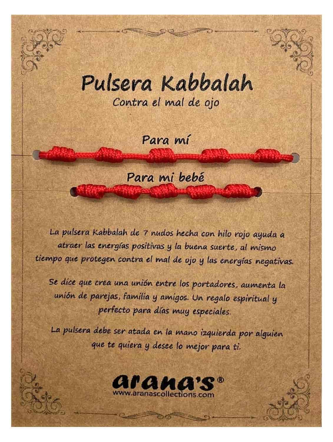 arana's Pulsera 7 nudos roja mujer hombre niños bebés - Para el mal de ojo - Hilo rojo protección energía negativa - Amuleto de la buena suerte y la amistad - Prosperidad familia amigos parejas