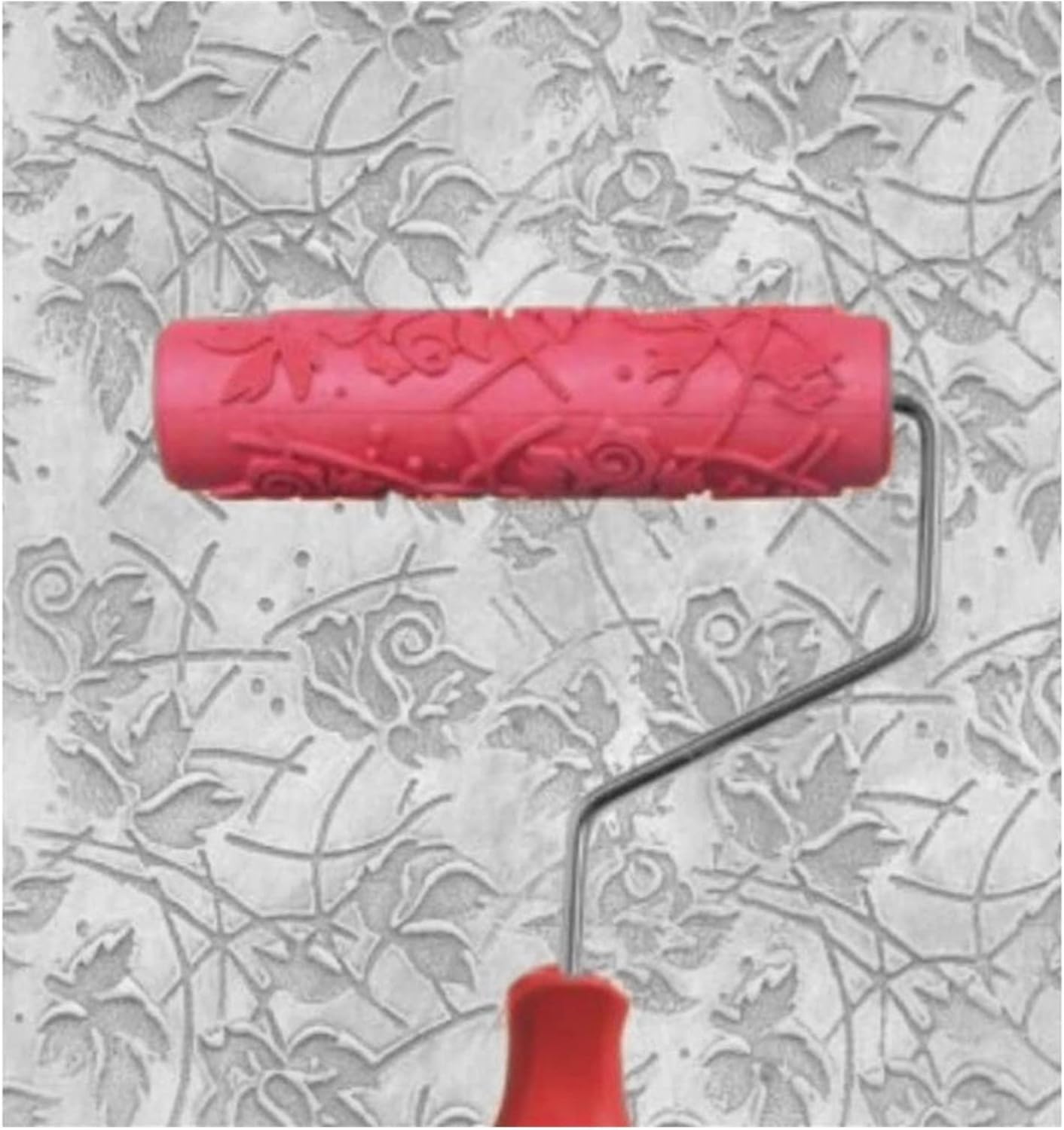 Embossing Paint Roller- 7inch Block Grain Tree Flowers Pattern Embossing Paint Rubber Roller for Home Office Shop Wall Creative Decoration Paint Tools (Color : B)