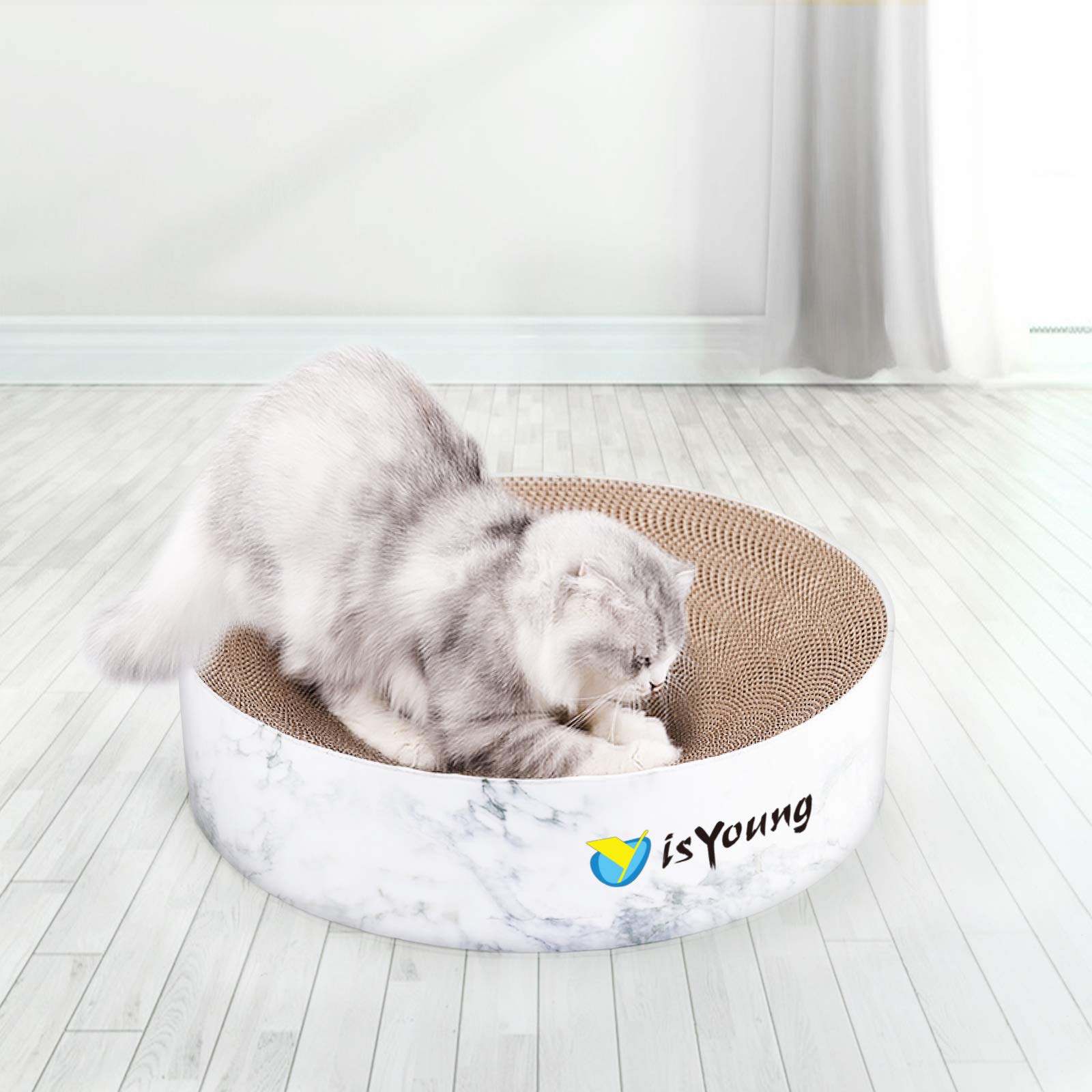 Katzenkratzer, Katzenkratzer aus Karton für Indoor Katzen Runde Kratzmatte für kleine und mittelgroße Katzen