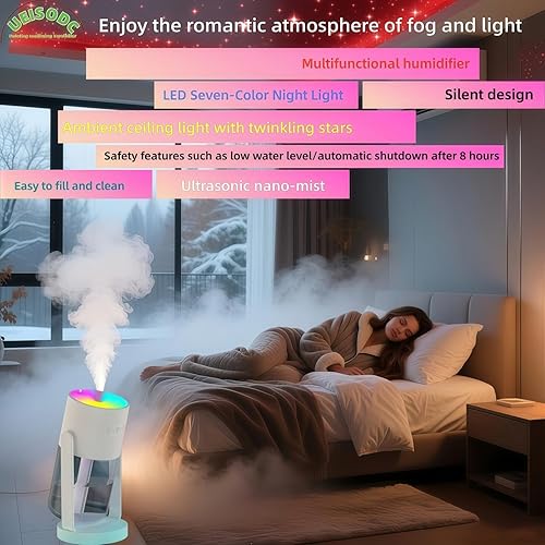 Miniatura 7 de UEISODC Humidificador - Difusor ultrasónico de aromaterapia con boquilla de niebla, apagado automático, luz nocturna LED suave, portátil USB, fácil