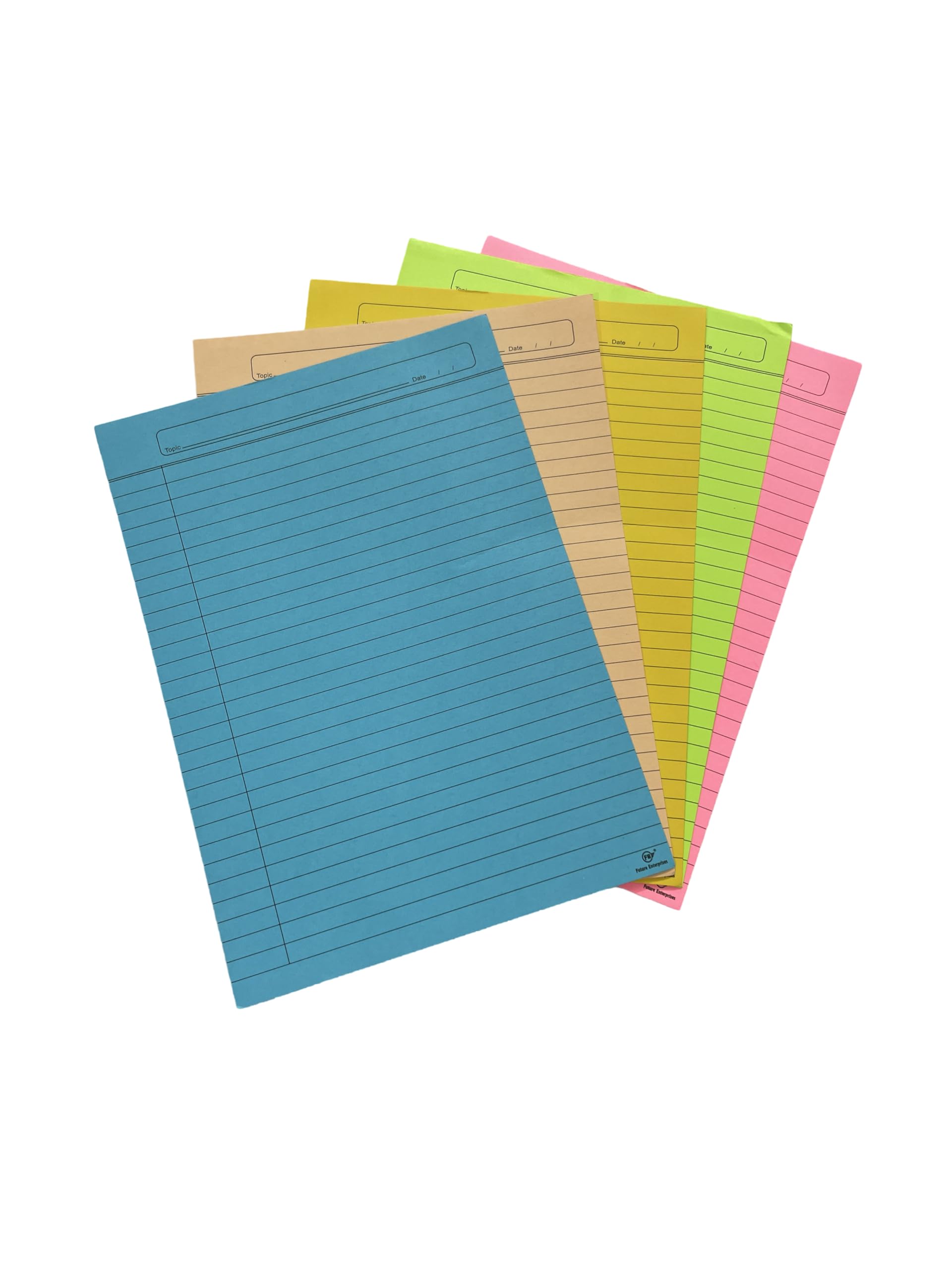 Cubic A4 Ruled Neon Sheets - Pack of 50 | Bright Colored Writing Paper for Notes, Assignments & Office Use | Smooth & Durable Ruled Sheets