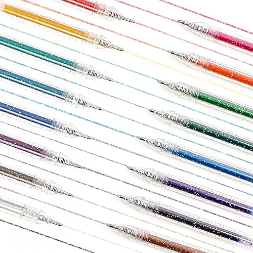 Miniatura 2 de Grabie Bolígrafos de gel con purpurina de 18 colores, bolígrafos metálicos de gel brillante brillante para colorear, bolígrafos retráctiles con
