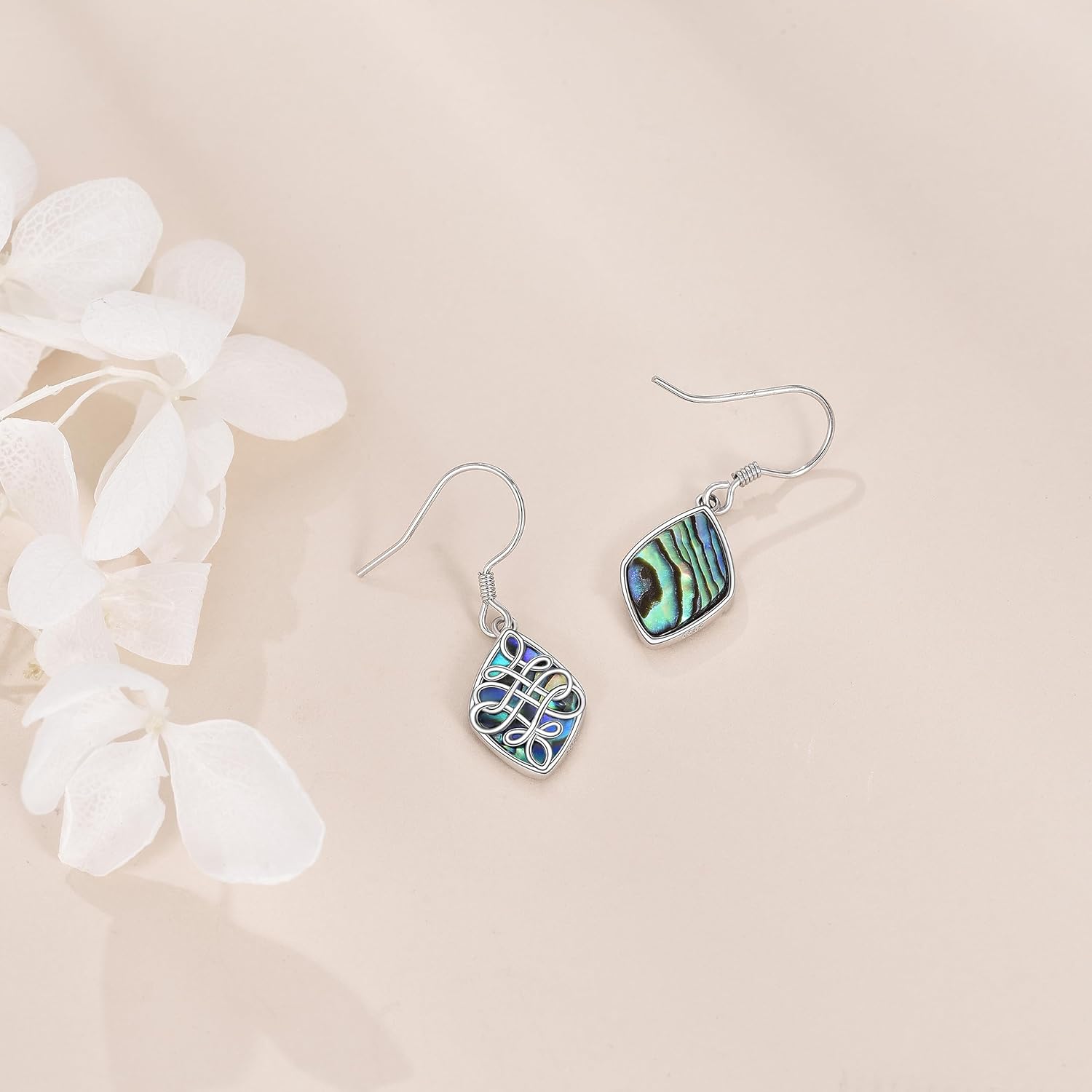 POPLYKE Abalone Shell Celtic knot Teardrop Drop Dangle Earrings Sterling Silver Vintage Earrings for Women Jewelry - Image 5