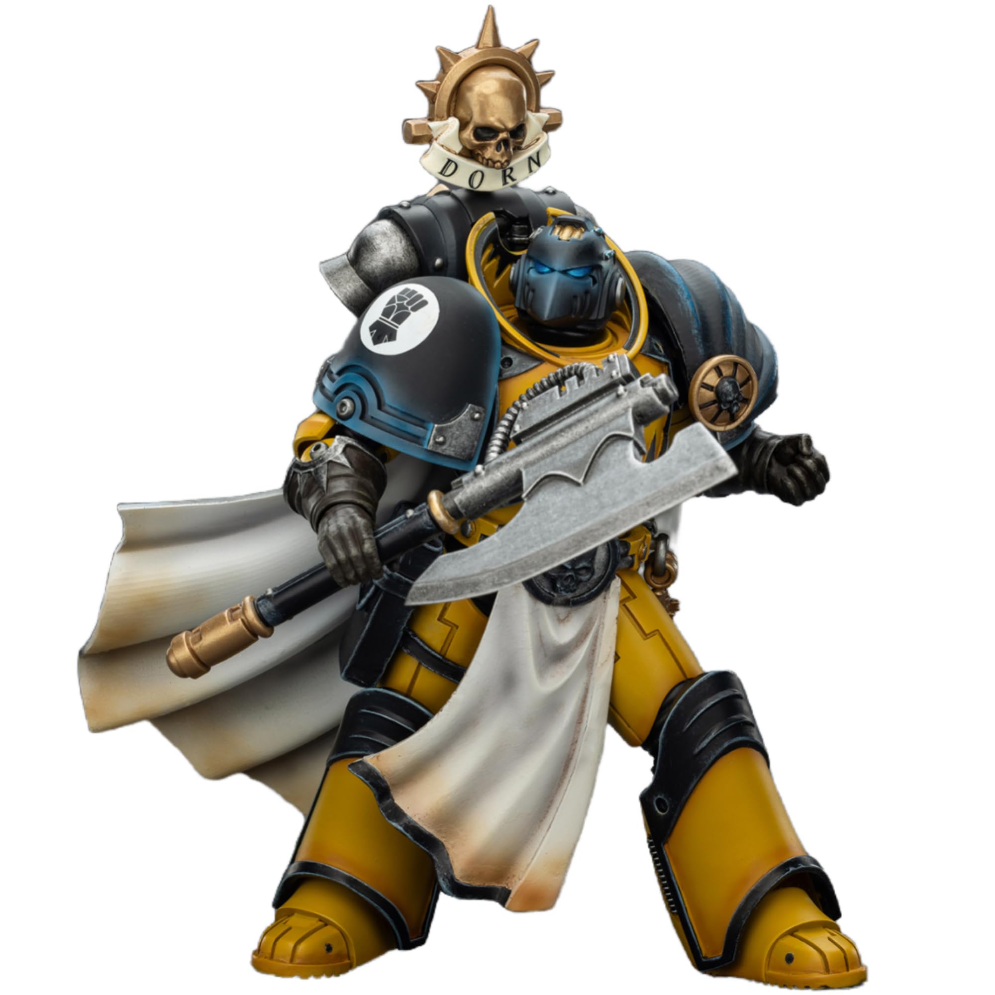 JOYTOY Warhammer 40k figurka 1/18, imperialne pięści, konsul bibliotekarza, z siekierą siłową i pistoletem śrubowym, prezenty kolekcjonerskie, zabawki dla dzieci w wieku 15+ i dorosłych, 12,40 cm